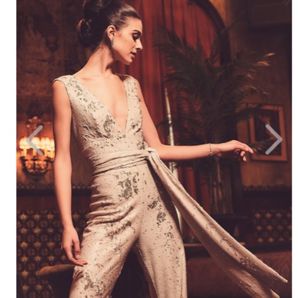 MESTIZA NY. 2 sequin jumpsuit Chrissy nude - Picture 1 of 14